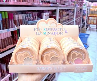 Iluminador e pó compacto Sarah’s Beauty Cores separar que estevem disponível
