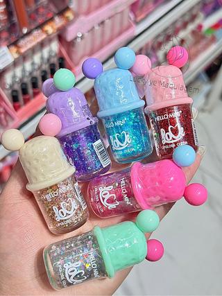 Lip Gloss Com Glitter Hello Mini Cores separar que estevem disponíveis