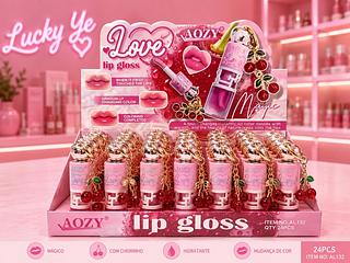 LIP GLOSS COM CHAVEIRO CEREJA AOZY (FOTO ILUSTRATIVA )