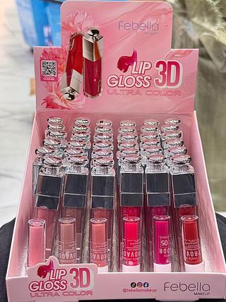 Lip Gloss 3D Febella Cores separar que estevem disponível