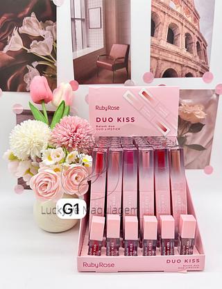 Batom duo kiss Rubyrose G1 ( Cor Sortido )