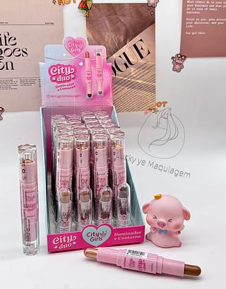 Iluminador e Contorno Duo City Girls ( Cor Sortido )