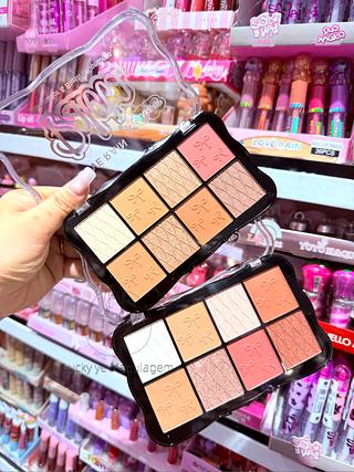 Pateta de Blush iluminador e Contorno Love Rain Cores separar que estevem disponíveis