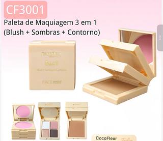Paleta de maquiagem 3 em 1 blush e sombra Contorno Cocofleur