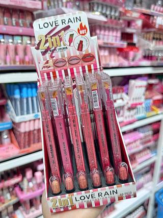 Lápis Contorno Labial com pincel Love Rain cores separar que estevem disponível