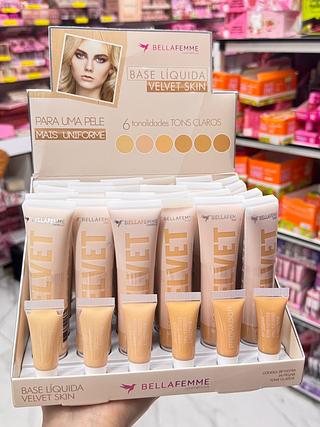 BASE LIQUIDO VELVET SKIN COR CLARA BELLAFEMME CORES SEPARAR QUE ESTEVEM DISPONIVEIS
