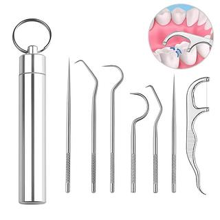 KIT LIMPEZA DENTAL EM AÇO INOXIDAVEL C/ESTOJO