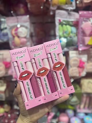 Lip Gloss e Lapis Contorno 2 em 1 Hudamoji ( Cor Sortido )