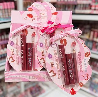 Kit Lip Gloss e Lápis labial Love Rain Cores separar que estevem disponíveis