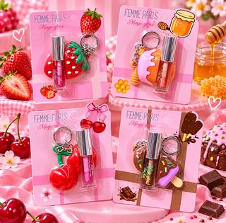 LIP GLOSS COM CHAVEIRO FEMME PARIS CORES SEPARAR QUE ESTEVEM DISPONIVEIS