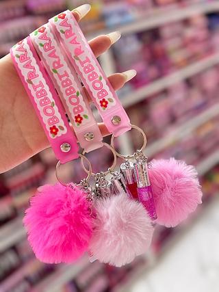 Lip Gloss Con Chaveiro Pompom Bobbi Rara