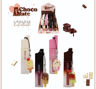 Lip gloss chocolate Amor Anjo cores separar que estevem disponíveis