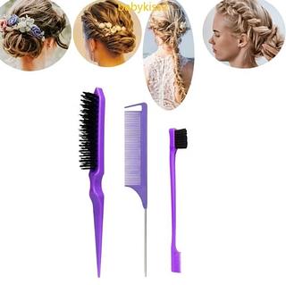 ￼Kit 3 Peças Para Cabelo Com Pente de Cauda/ Escova Provocadora e Escova de Sobrancelha