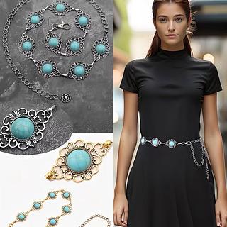 Cinto de Corrente com Acessórios em Resina (G)