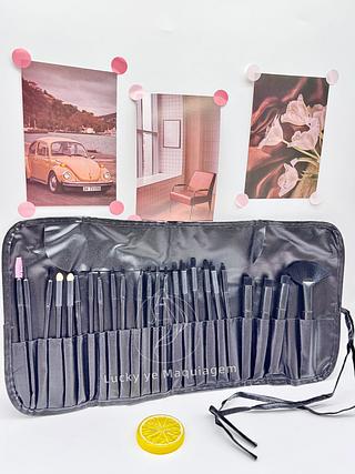 kit 24 pcs pincel Bolsinha preto