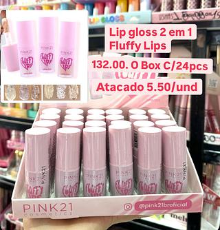 LIP GLOSS FLUFFY LIPS PINK 21 ( COR SORTIDO )