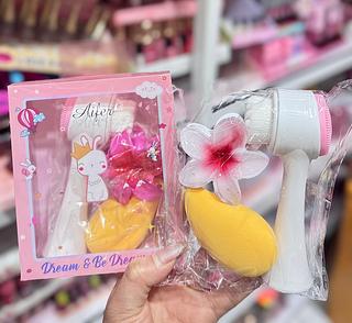 kit esponja e presilha Flor e escova de limpeza