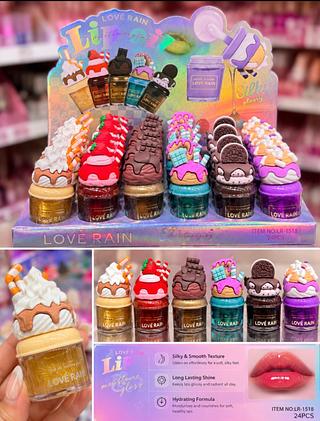 Lip Gloss Love Rain Cores separar que estevem disponíveis