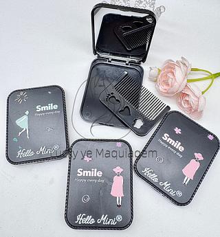 Espelho de bolsa com pente Hello Mini ( Cor Sortido )