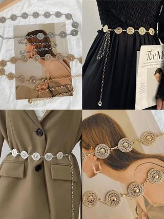 Cinto metal de moeda (prata e dourado)