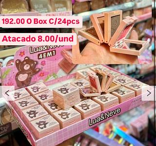 ESTOJO DE BLUSH ILUMINADOR CONTONRO PO COMPACTO 4 EM 1 LUA E NEVE