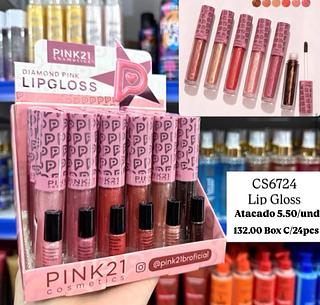 Lip Gloss Pink 21 Cores separar que estevem disponíveis