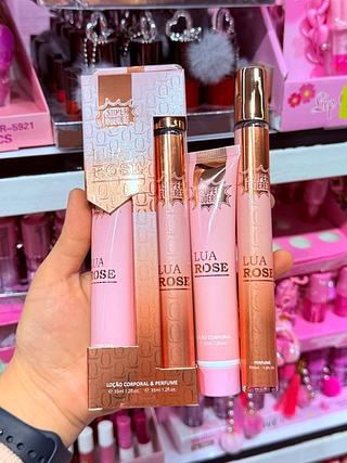 Kit perfume e loção hidratante LUA Rose Super poderes
