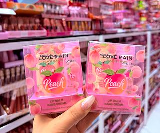 Kit Lip Balm e Hidratante pêssego Love Rain