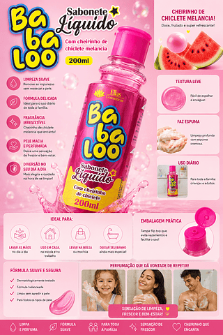 SABONETE LIQUIDO COM CHEIRINHO DE CHICLETE ( FOTO ILUSTRATIVO )