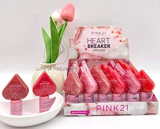 Lip Gloss Glitter Heart Breaker Pink 21 ( Cor Sortido )