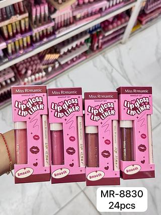 Lip Gloss e Lapis Miss Romantic Cores separar que estevem disponíveis