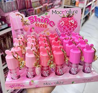 Lip gloss com chaveiro Mocoallure Cores separar que estevem disponíveis