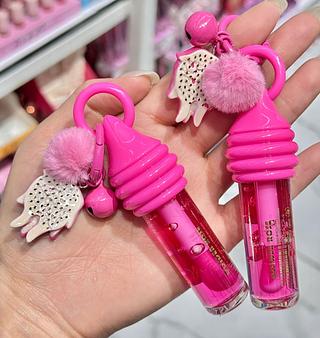 LIP GLOSS COM CHAVEIRO QOIDEN ROSE