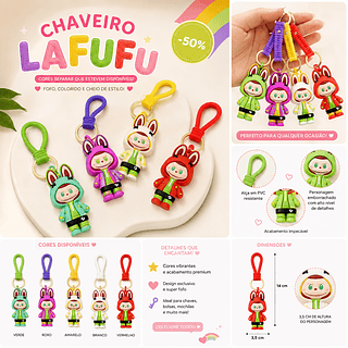 Chaveiro LaFuFu ( CORES SEPARAR QUE ESTEVEM DISPONIVEIS )(FOTO ILUSTRATIVA )