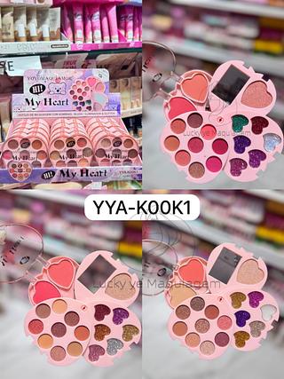 Estojo de maquiagem com Sombras Blush/iluminador/Glitter YoYomaquiamor