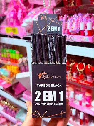 Lápis 2 em 1 olhos e lábios preto Carbon Black Beijo de Neve