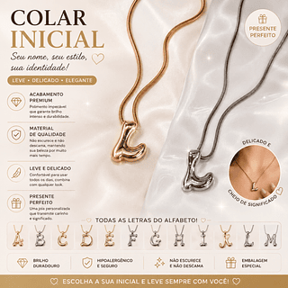 Colar Letras dourado/prata Cores separar que estevem disponível