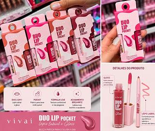 Lápis Labial e Gloss Vivai Cores separar que estevem disponíveis Vivai