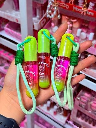 LIP GLOSS MORANGUINHO COM CHAVEIRO FEBELLA