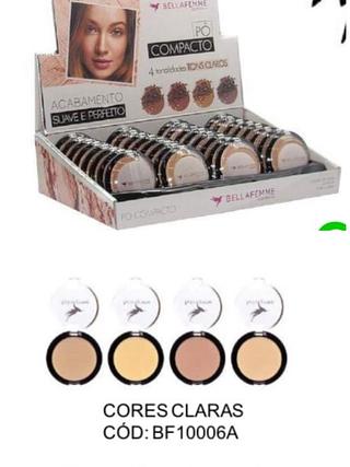 Pó Compacto Cor Claro BellaFemme Cores separar que estevem disponíveis